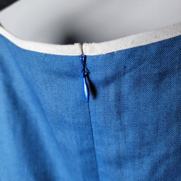 Talbots Linen Dress 4P Blue Sleeveless Midi Coastal Y2K Inspired 100 Irish Linen - Picture 10 of 11